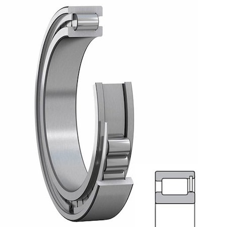 Ntn Cylindrical Roller Bearing, 1.378 in. Bore, Straight, 2.835 in. Outside Diameter RU1570UM
